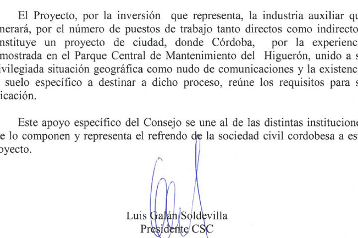 El Consejo Social de la Ciudad de Córdoba, apoya la iniciativa municipal de traer a nuestra Ciudad el Centro de Apoyo Logístico del Ejercito de Tierra
